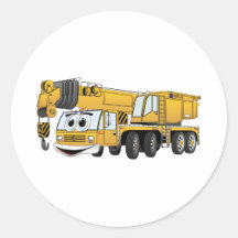 Short Yellow Cartoon Crane Stickers