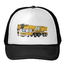 Short Yellow Cartoon Crane Trucker Hat
