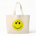 Shot Dead Head Smiley Face Bleeding Bullet Hole Tote Bags