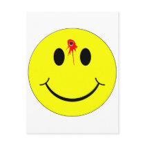 Shot Dead Head Smiley Face Bleeding Bullet Hole Postcards