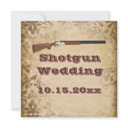 Shotgun Wedding Brown Damask Wedding Invitations