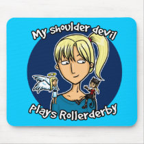 Shoulder devil plays rollerderby mouse mat