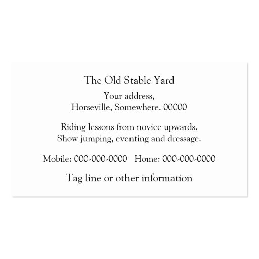 Show pony business card (back side)