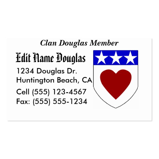 Show your pride! Clan Douglas Business Cards!... (front side)