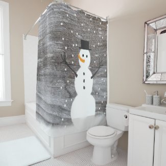 shower curtain rustic Christmas snowman
