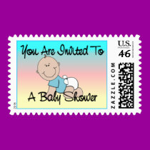 Shower for Light Baby Boy Stamp stamps