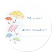 Shower Name Tags Round Sticker