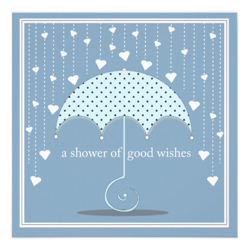 Shower of Hearts Blue Baby Shower Invitation