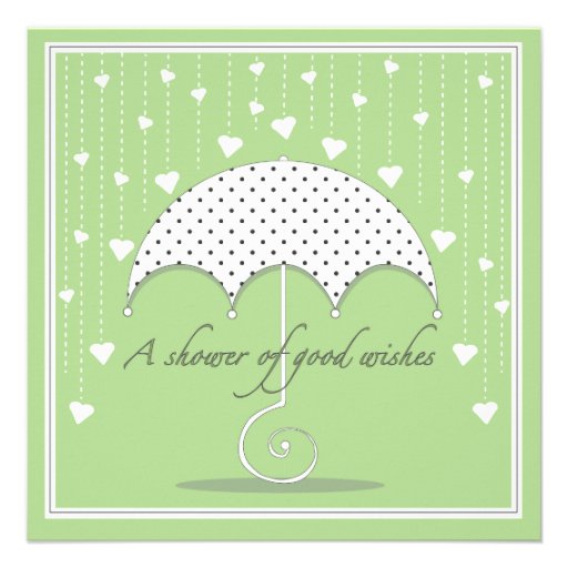 Shower of Hearts Green Baby Shower Invitation