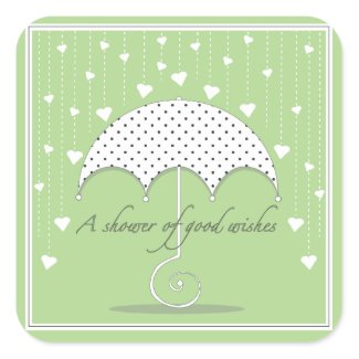 Shower of Hearts Green Baby Shower Sticker sticker