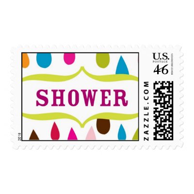 Shower Stamp Modern and Colorful by DembyandSolomon