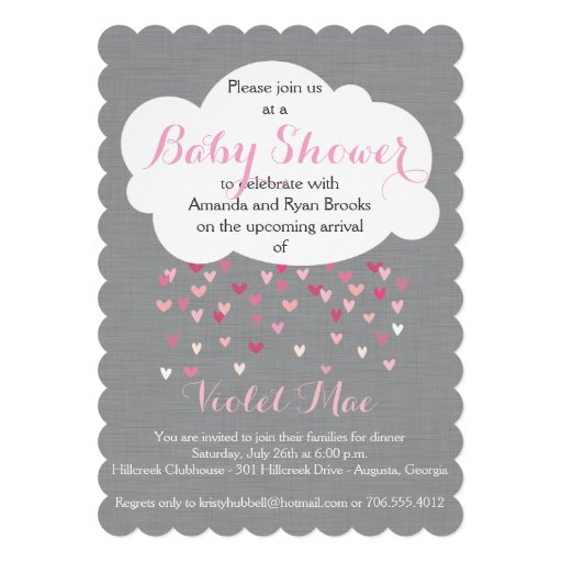 'Showered with Love' Baby Girl Shower Invitation Invites