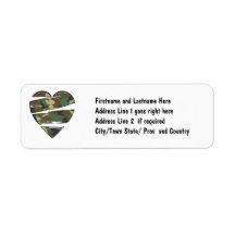 Shredded Camo Heart Return Address Labels