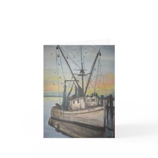 Shrimp Boat Notecard by Ohme card