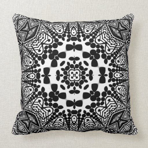 Shroomi : Black & White Geometric Tribal Cushion Pillows Zazzle