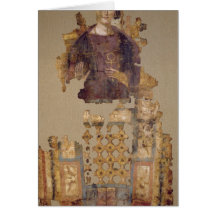Shroud depicting a woman holding an ankh card