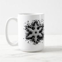 Shuriken with Splatter Background Coffee Mugs