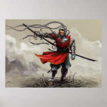 SHWANN: The Futuristic Samurai DJ Print posters