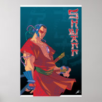 SHWANN: The Futuristic Samurai DJ Print posters