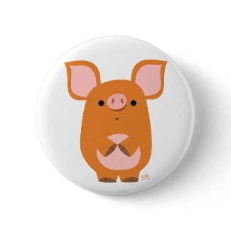 Shy Cartoon Pig button badge button