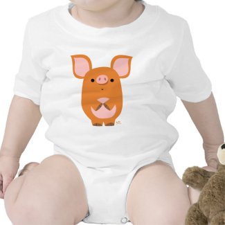 Shy Cartoon Pig custom baby apparel shirt