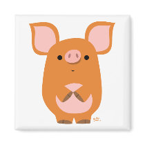 Shy Cartoon Pig custom magnet by Lioness_Graphics Shy Cartoon Pig custom magnet