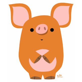 Shy Cartoon Pig custom women T-shirt shirt