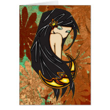 Shy Moonlight Maiden Greeting Card