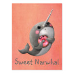 Shy Narwhal with Donut Post Cards