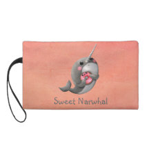 Shy Narwhal with Donut Wristlet Purses