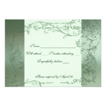 Shy Unicorn Green Metallic rsvp with envelopes Invitations
