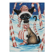 Siamese Candy Cane Kitty Cards