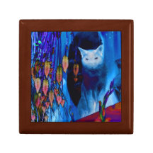 Siamese Cat And Flowers Art Jewelry Box