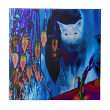 Siamese Cat And Flowers Art Tile