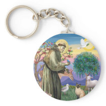 Siamese Cat and St Francis Key Chain