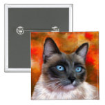 Siamese Cat Art Fire and Ice painting Pinback Buttons