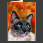 Siamese Cat Art Fire and Ice painting Card