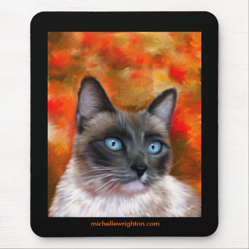 Siamese Cat Art Fire and Ice painting Mousepads