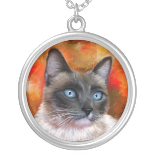 Siamese Cat Art Fire and Ice painting Custom Necklace