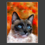 Siamese Cat Art Fire and Ice painting Post Card