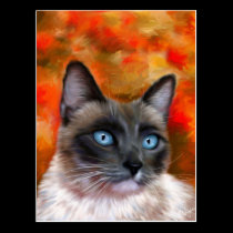 Siamese Cat Art Fire and Ice painting postcards