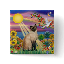 Siamese Cat - Autumn Sun buttons by catartgifts Siamese Cat - Autumn Sun buttons