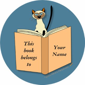 Siamese Cat Bookplate Template sticker