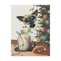 Siamese Cat Christmas Lights By AmyLyn Bihrle Post Card