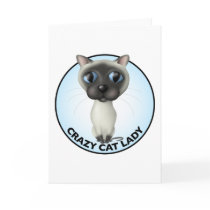 Siamese Cat - Crazy Cat Lady Greeting Cards