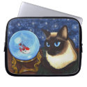 Siamese Cat Crystal Ball Koi Fortune Laptop Sleeve electronicsbag
