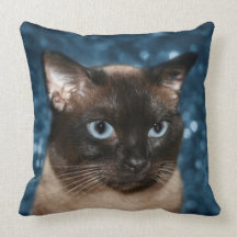 Siamese cat face throw pillow