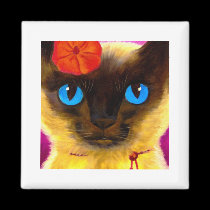 Siamese Cat Feline Art Painting - Multi magnets