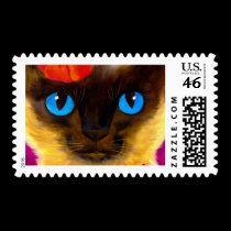 Siamese Cat Feline Art Painting - Multi stamps