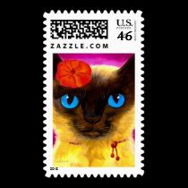 Siamese Cat Feline Art Painting - Multi stamps